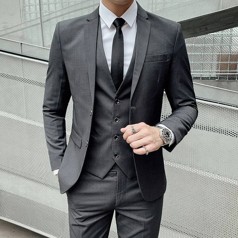 Men's Slim Fit Business Suit – Smart Casual Single Breasted Formal Suit for Work, Wedding & Special Occasions