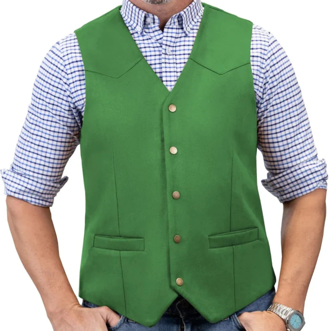 Men's Vest Single Button V-Neck Waistcoat in Gold Suede Velvet for Weddings & Formal Events
