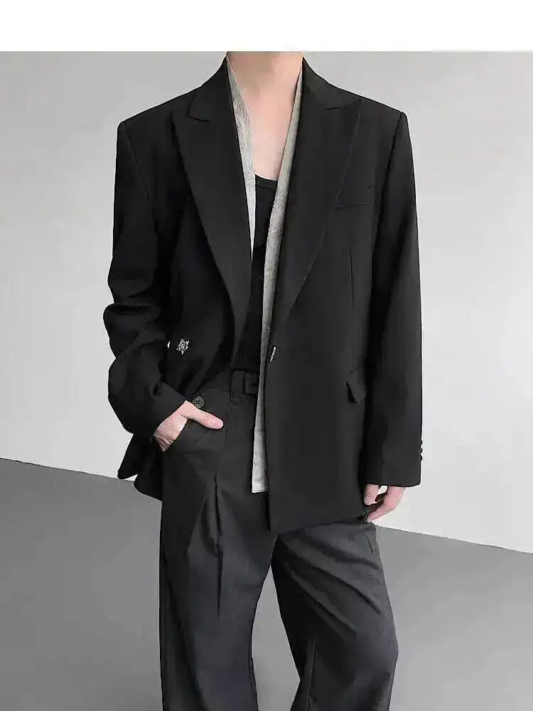 Metal Placket 2025 Buckle New Casual Blazer Fashion Jacket Men's Original Elegant Korean Handsome Jacket Original JY7386