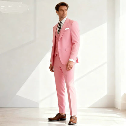 Men's Slim Fit Suit Set One Button Peak Lapel Jacket and Trouser for Weddings and Formal Events