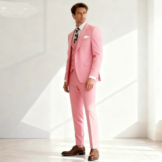 Men's Slim Fit Suit Set One Button Peak Lapel Jacket and Trouser for Weddings and Formal Events