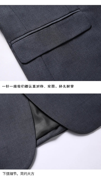 Men's 3-Piece Wedding Suit – Single Breasted, Smart Casual, Blue/Black/Gray – All Seasons