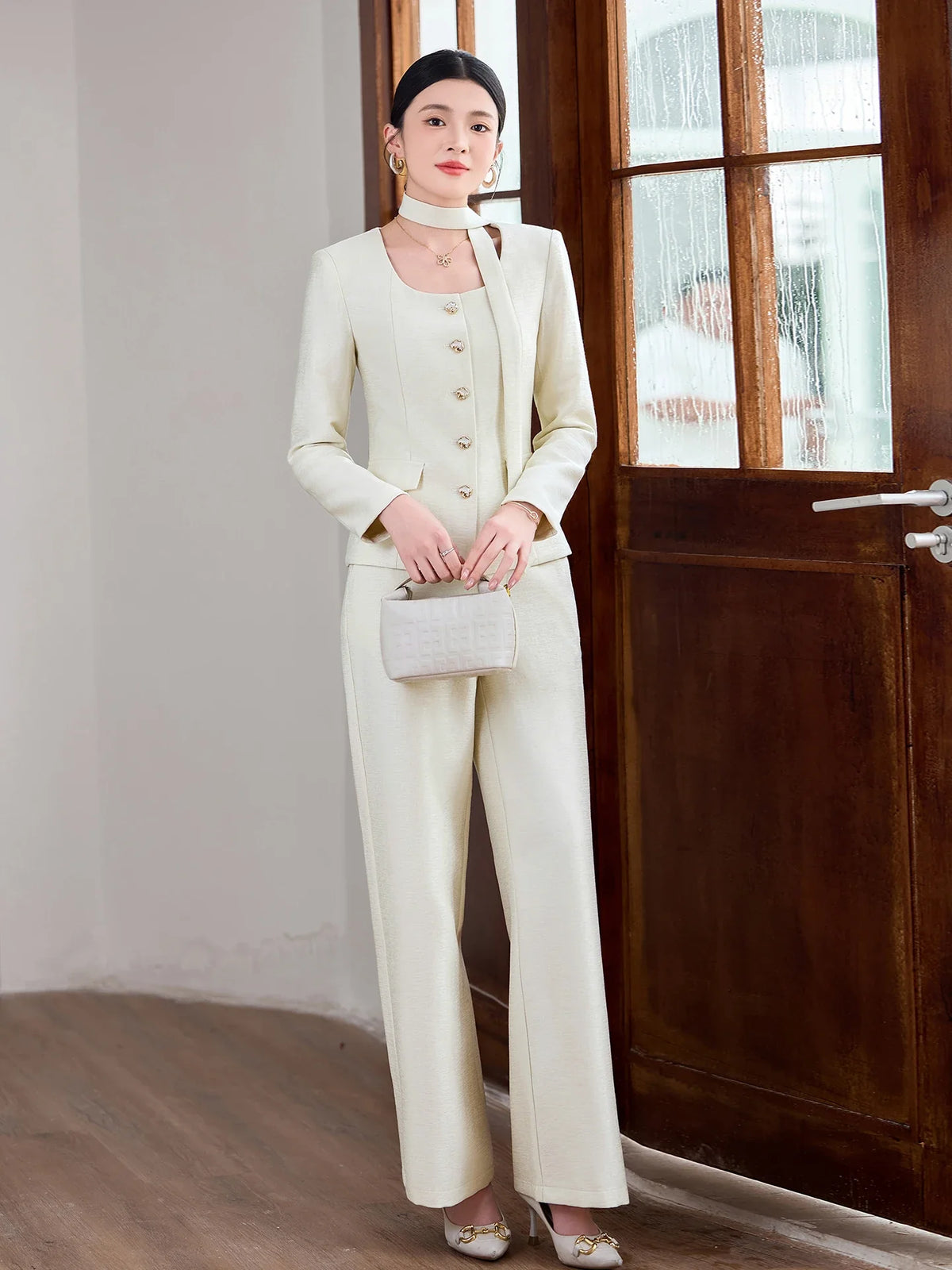 Fashionable professional women's two-piece trousers + suit jacket, exquisite elegant, 2025 autumn winter new style