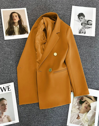 Women's Spring Autumn 2026 Commuter Style Small Suit Jacket Double Row Buttons White Versatile Polyester Fiber Fashion