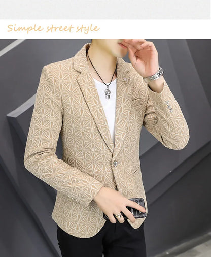 Blazer Men's Fashion Outdoor Travel Gentleman Wedding Slimming Business Versatile Trendy Casual Korean-style Formal Wear Blazer