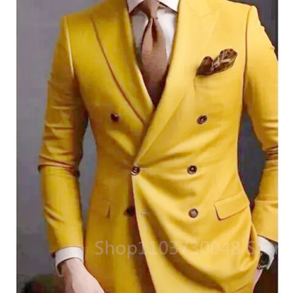 Men's Smart Casual Groom Tuxedos Slim Fit Blazer Set Formal Business Suit for Men 2 Piece Costume Homme Blazer and Pant