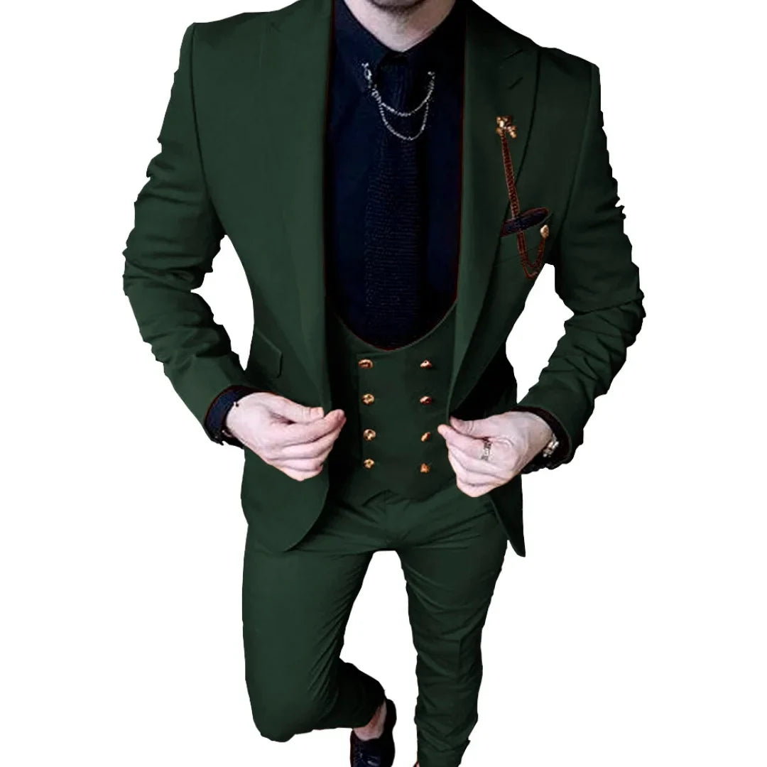 Suit For Men Wedding Slim Fit 3 Pieces Casual Prom Tuxedos Groom Double Breasted Business Men Suits(Blazer+Vest+Pants)