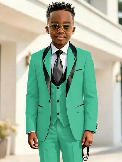 Handsome Boys Slim Fit Suits 3 Pieces Christmas Party Wear High Quality Kids Formal Suit Set Wedding Ring Bearer Outfit 2-20T