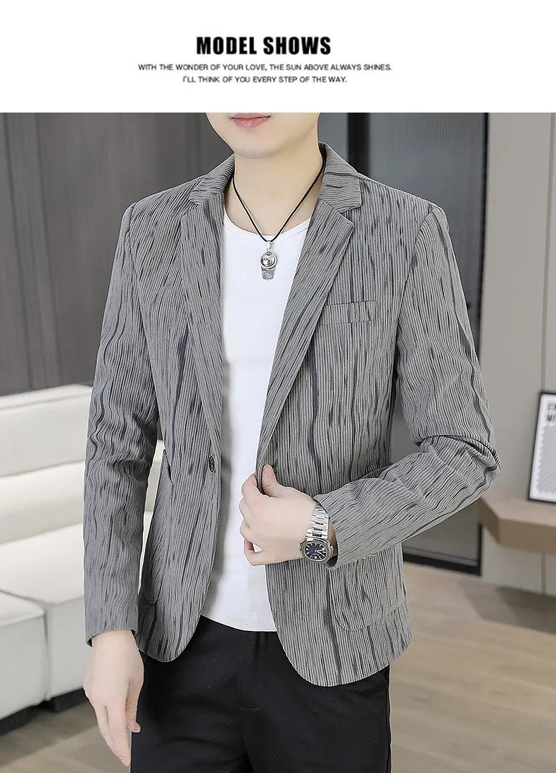 Blazer Men's Fashion Outdoor Travel Gentleman Wedding Slimming Business Versatile Trendy Casual Korean-style Formal Wear Blazer