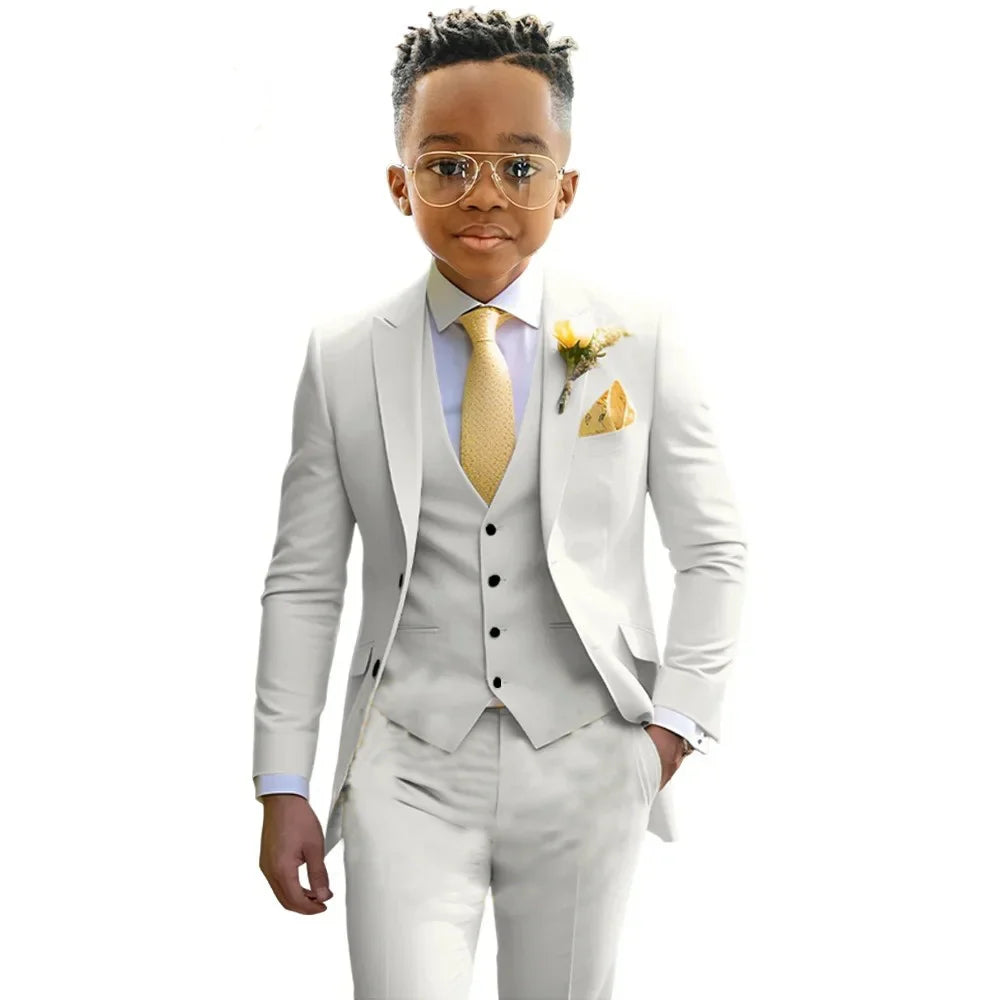 Formal Boys Suits Wedding Tuxedo 3 Pieces 2-20T Kids Slim Fit Jacket Vest Pants Birthday Party Sets School Performance Outfit