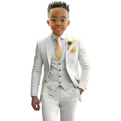 Formal Boys Suits Wedding Tuxedo 3 Pieces 2-20T Kids Slim Fit Jacket Vest Pants Birthday Party Sets School Performance Outfit