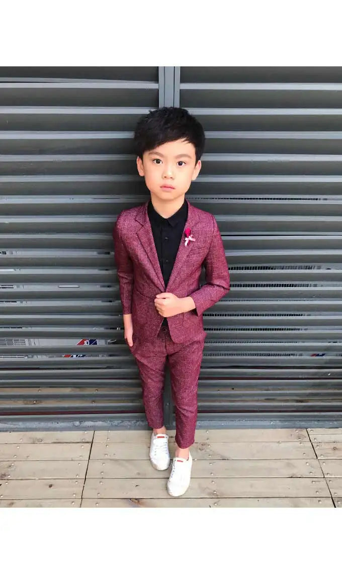 Kids Wedding Ceremony Slim Suit Children Formal Blazers Pants 2Pcs Photography Clothes Good Quality Baby Boys Handsome Suit