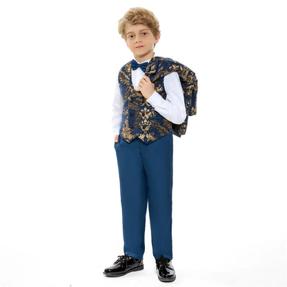 Boys Suit Set 4 Piece Slim Fit Formal Tuxedo for Weddings Ages 3–14