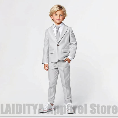 Boys 2 Piece Suit Chic Single Button Blazer Pants Kids Outfit Daily Casual Fashion Wedding Birthday Party Photoshoot Tuxedo