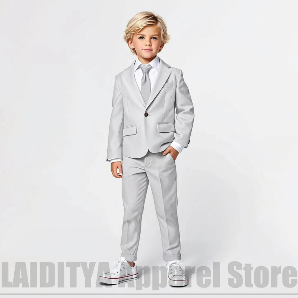Boys 2 Piece Suit Chic Single Button Blazer Pants Kids Outfit Daily Casual Fashion Wedding Birthday Party Photoshoot Tuxedo