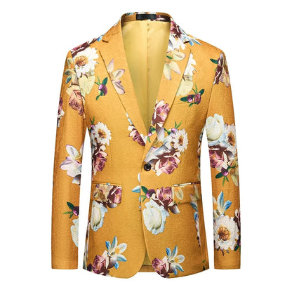 Men's Jacquard Blazer Slim Fit Single Breasted Smart Casual & Formal Wedding Jacket