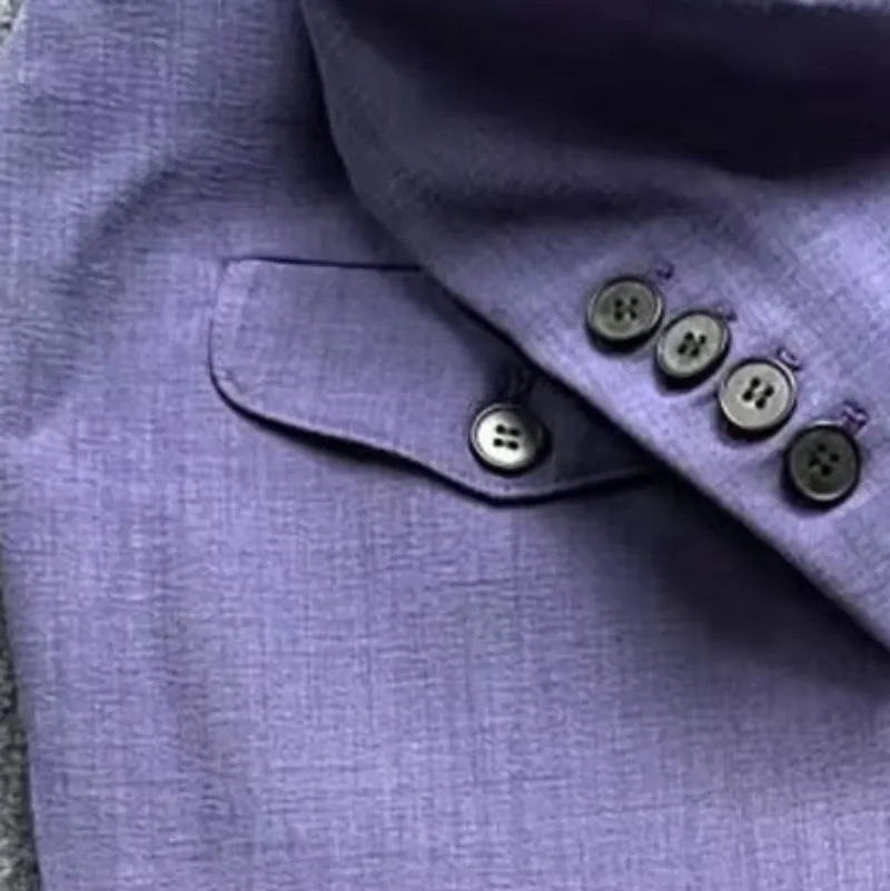 Men Gentleman Style Business Casual Blazers Suits Two Button Double Breasted Jacket Match Set Slim Fit Full Length Pant Outfits