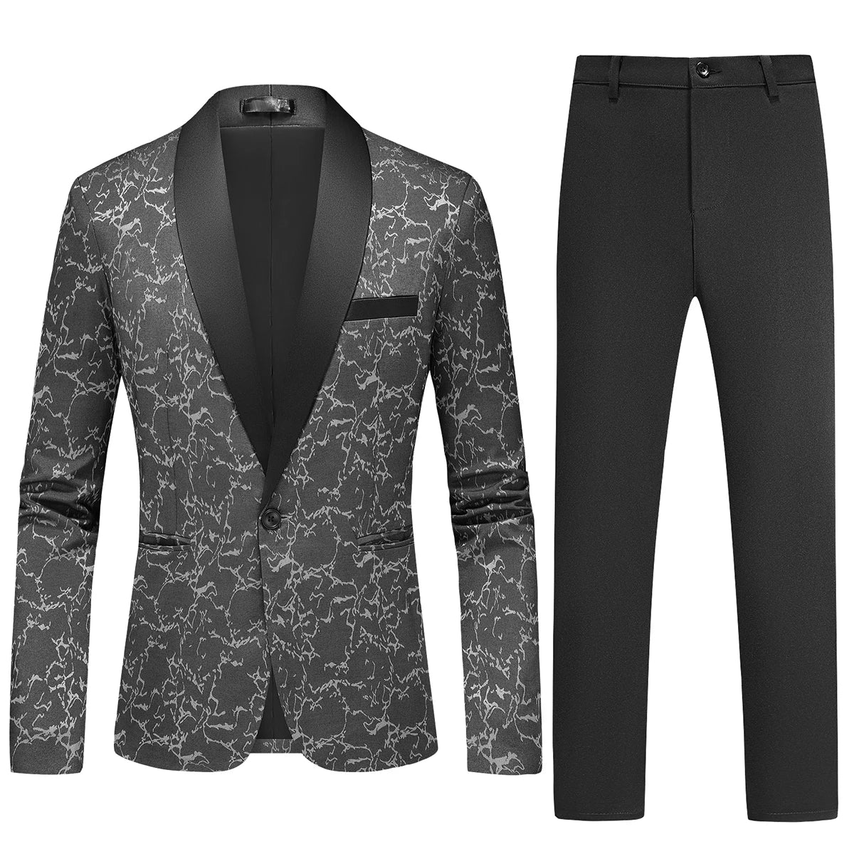 Men's Embroidered Suit Set One Button Design Fashionable And Stylish Clothing for Special Occasions