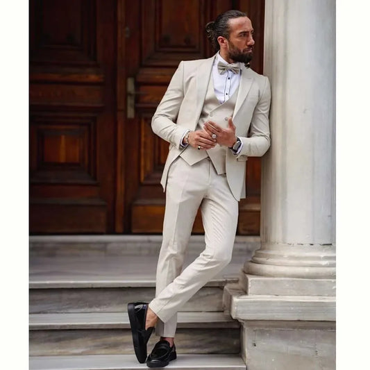Men's 3-Piece Slim Fit Suit – Blazer, Vest & Pants for Weddings and Business