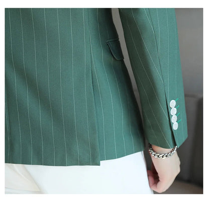 2026 Classic Striped Versatile Suit Jacket Men's Korean Fashion Casual Business Blazers Office Wedding Party Host Formal Jackets