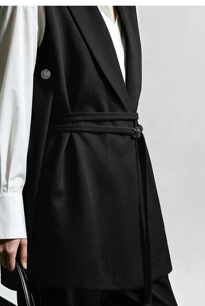 Women Lapel Collar Vest Jacket Loose Long Draped Construction Minimalist Commuter Coats Woman Autumn Outfit 2026 12623085