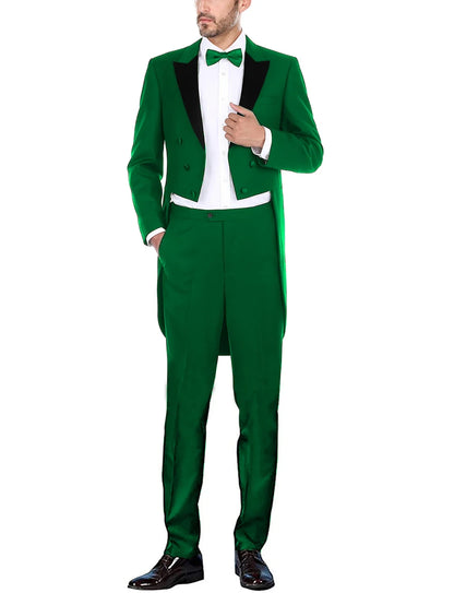Classic Men Suits Solid Long Tailcoat Wedding Groom Tuxedos Morning Dinner Groomsmen Fromal Party Suits 2 Pieces Blazer Pants