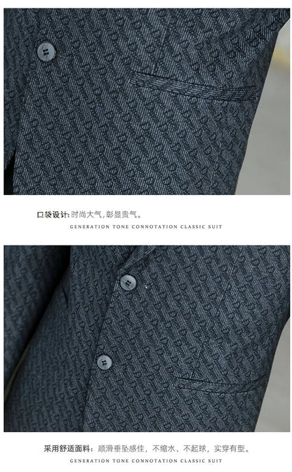 M-8XL Blazer Men's Business Gentleman Korean Wedding Fashion Trend, Slim Fit, Versatile, High-end Casual, Woolen Blazer