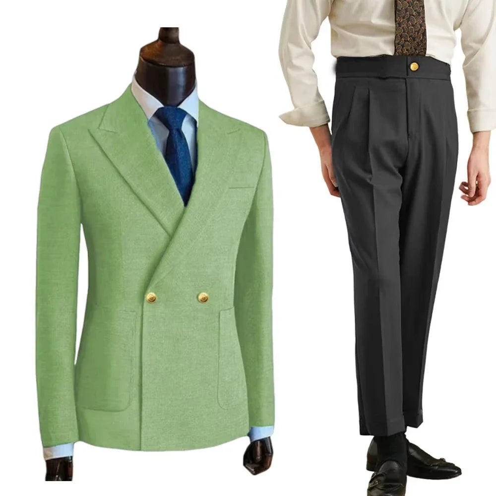 Customized Men's Suit Blazer Suit Pants Business Custom Suit Solid Color Metal Buckle Premium Men's Suit