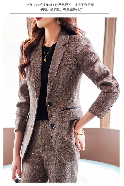 High Quality Fabric Women Business Suits With Pants and Blazer Coat Professional Autumn Winter Office Ladies Pantsuits Blazers