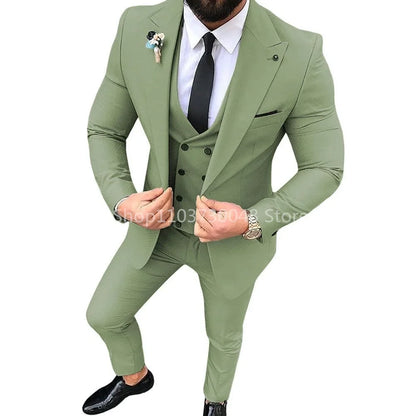 Ensemble de 3 costumes de smoking pour homme avec blazer, gilet simple boutonnage et pantalon pour mariage et occasions professionnelles décontractées