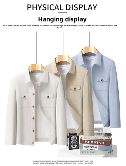 Outdoor Linen Men Jacket Fashionable and Casual for Camping, Fishing, Hiking, Driving and Photography Trips, Lightweight Jacket
