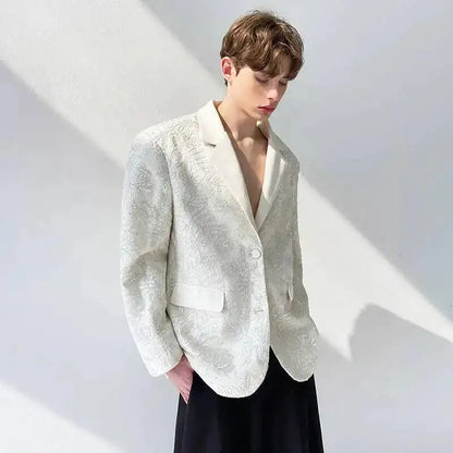 Coat 2026 New Luxury Elegant Blazer Embroidery Pattern Men's Fashion Original High Quality Handsome Casual Clothes JY7564