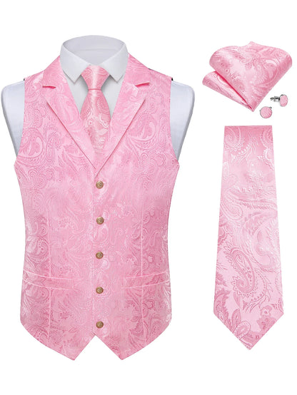 Men's Suit Vest & Tie Set – Paisley Jacquard Waistcoat for Weddings and Formal Occasions