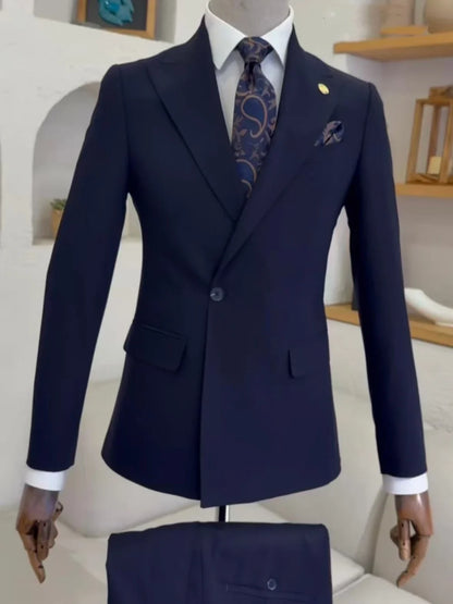 New One Button Men's Suit Set For Formal Party Gown High Quality Classy Man Slim Fit Tuxedo Wedding Groom Sets S-3XL On Sale