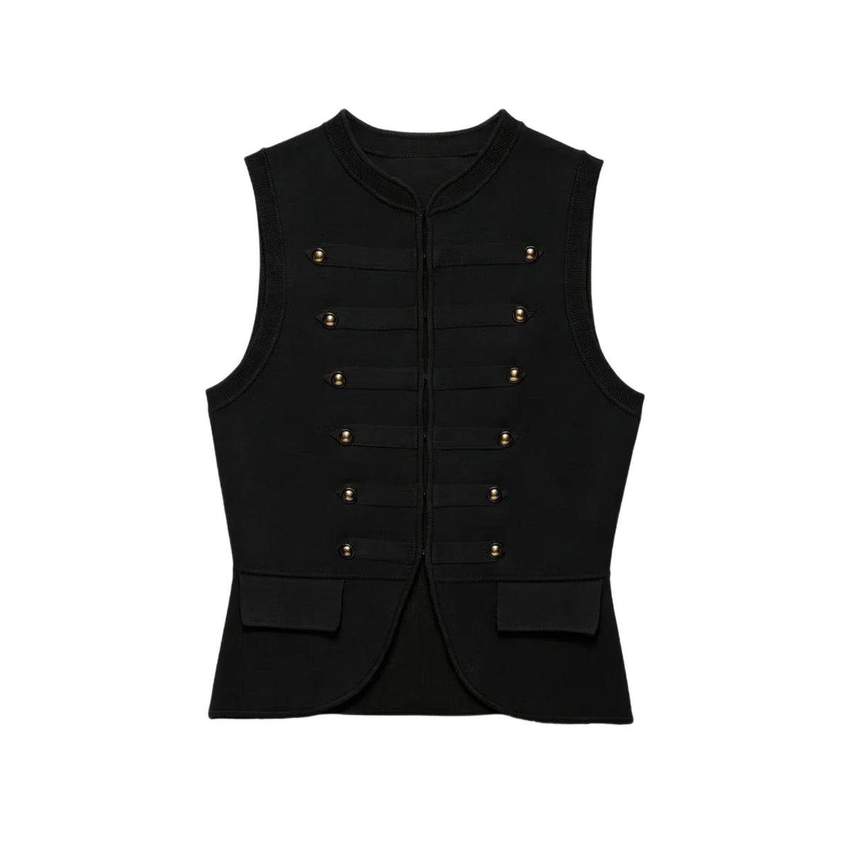Women Elegant Solid Sleeveless Vest Double Breasted Decorative Slim Fit Short Chic Top 2026 Summer Casual Beach Vacation Top