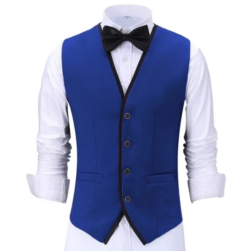 Men's Formal Vest Single Button Waistcoat for Weddings and Business