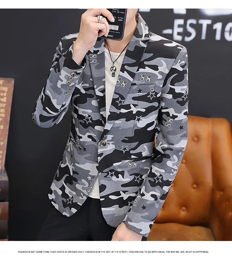 Men's Leisure Suit Jacket Spring Autumn Handsome Business Formal Fashion Hong Kong Style Advanced Sense Casual Wear