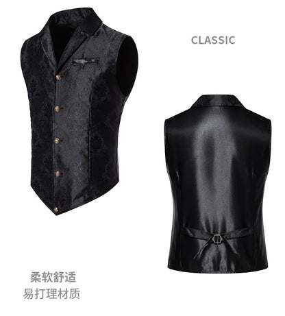 Men's Suit Vest Jacquard Smart Casual Single Breasted Slim Fit Waistcoat