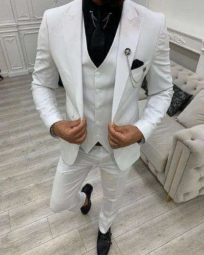 Slim Fit Men's Suits Costume Homme Wedding Tuxedo Prom Terno Masculino Blazer Groom Wear 3 Pieces Jacket+Pant+Vest