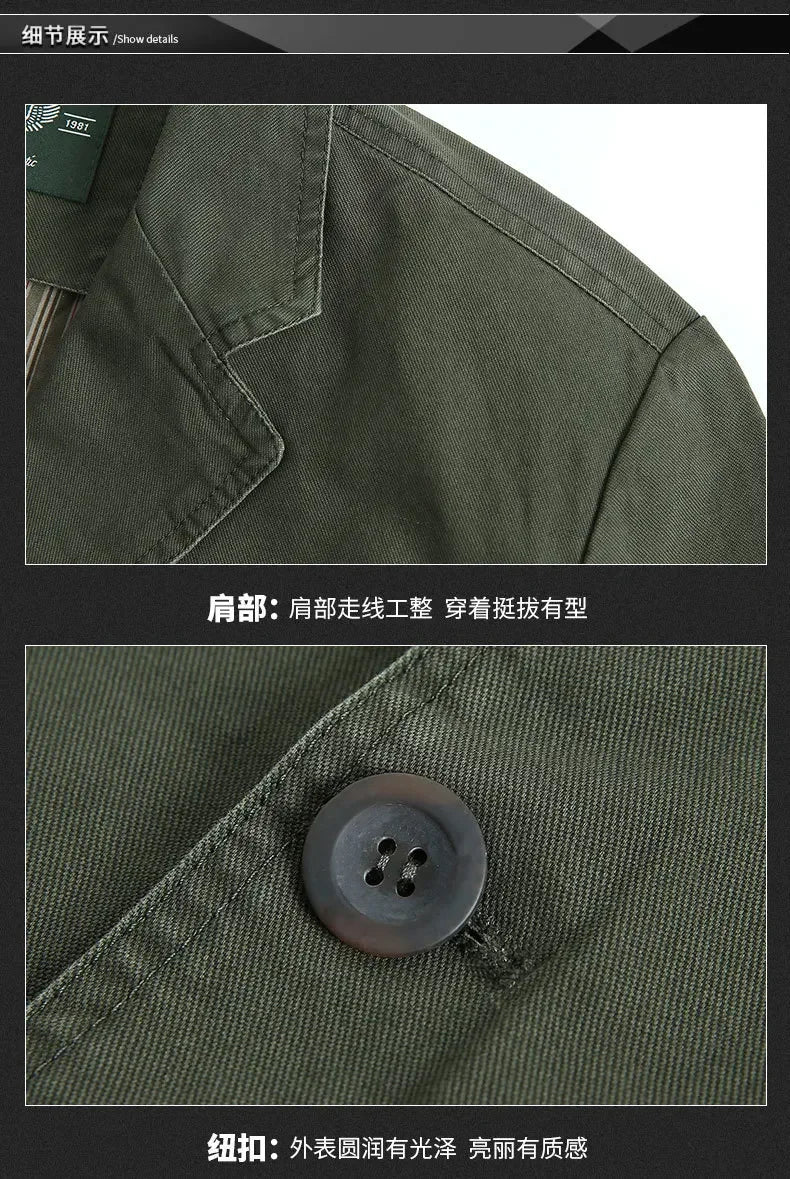 Blazer Pure Cotton Loose Men Fashion Business British Style Casual Three Button Cotton Casual Clothes Single West Coat Blazer