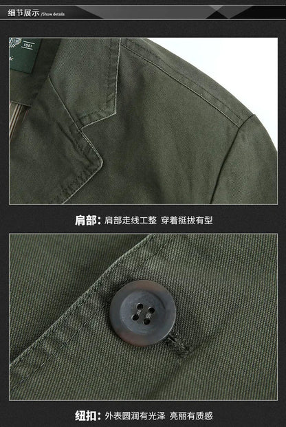 Blazer Pure Cotton Loose Men Fashion Business British Style Casual Three Button Cotton Casual Clothes Single West Coat Blazer