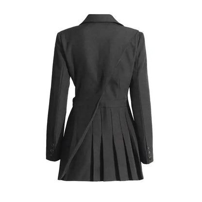 Women Blazer Asymmetric Single Breasted Waist Hollow Out Ruched Slim Fit Elegant Fashion High-end Dresses New Spring HK8685
