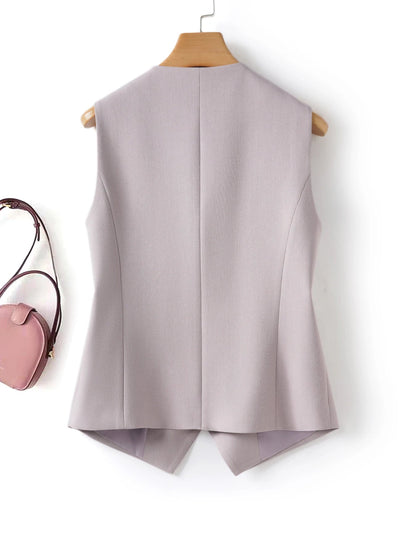 Single-Breasted Layered Suit Vest for Women Suitable for Spring and Autumn Can Be Worn as an Inner or Outer Layer Stylish Off