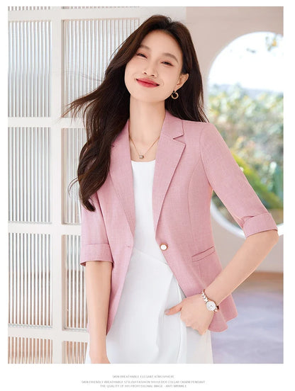 Fashionable Mid-Sleeved Women's Suit, Boutique Two-Piece Pants + Blazer. Style, New 2025 Summer Style