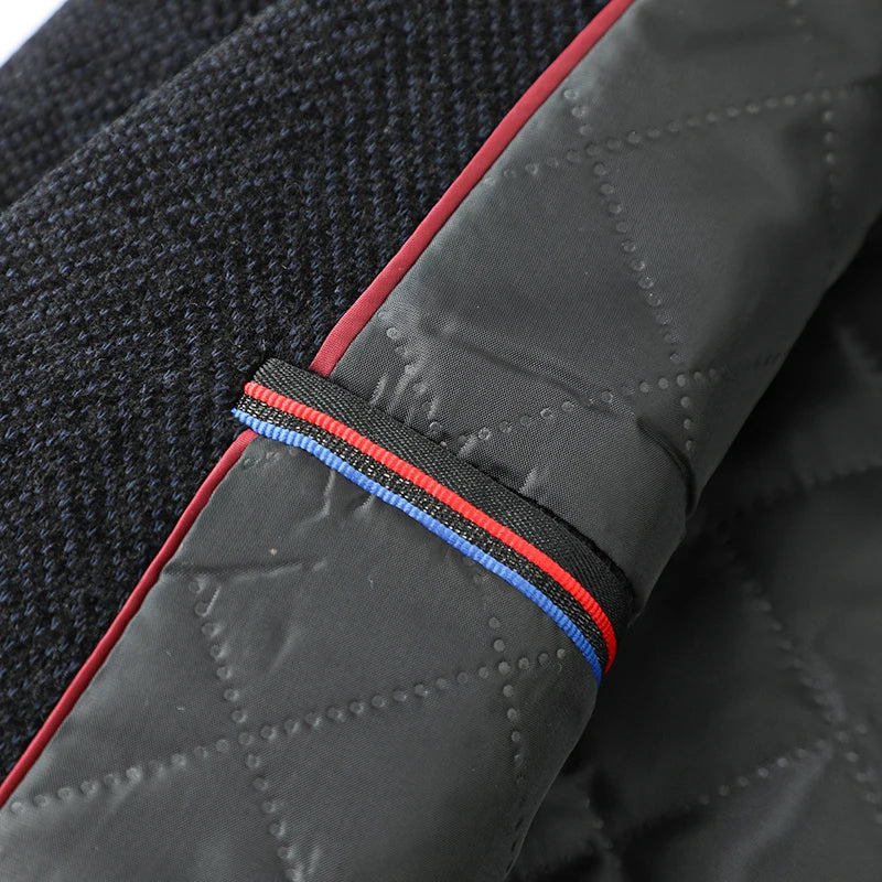 Men's Fleece Blazer Smart Casual Single Breasted Suit Jacket for Middle-Aged Men Autumn Winter
