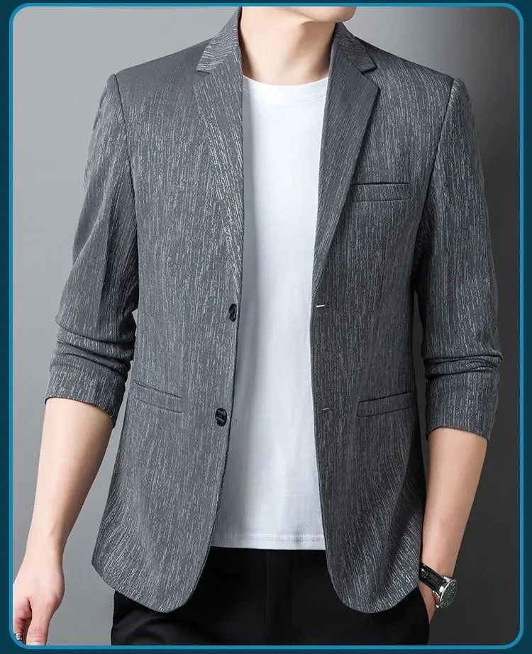 Men's Striped Smart Casual Blazer for Everyday Wear – Lightweight Spring Autumn Jacket