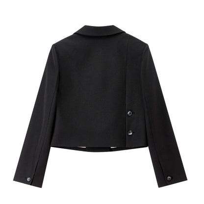 Women's Linen Commuter Blazer 2026 Spring Autumn New Cropped Jacket Minimalist Elegant Outerwear for Ladeis 161XC6215