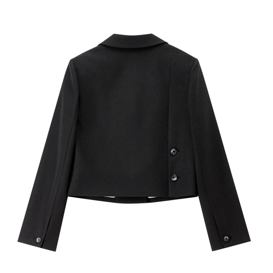 Women's Linen Commuter Blazer 2026 Spring Autumn New Cropped Jacket Minimalist Elegant Outerwear for Ladeis 161XC6215