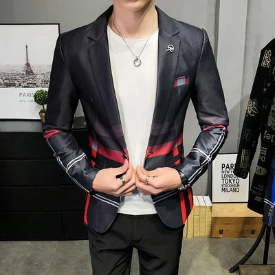 Men's Blazer Suit Jacket 2025 Spring New Fashion Korean Slim Suit Jacket Social Prom Dress Jacket Men's High Quality Clothing