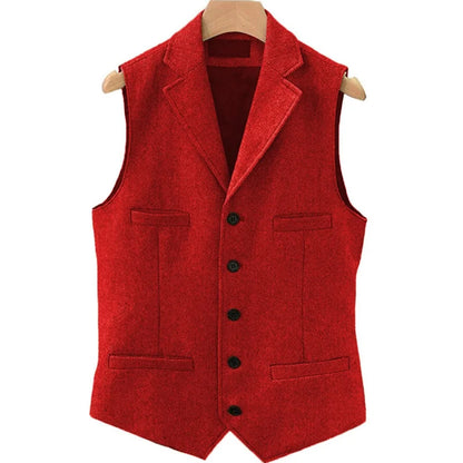 Men's Herringbone Vest – Single Breasted Waistcoat for Wedding & Formal Occasions
